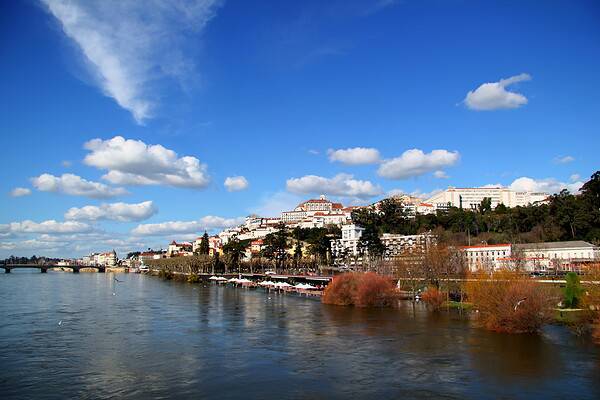 Vista de Coimbra e da Universidade a partir das margens do rio Mondego