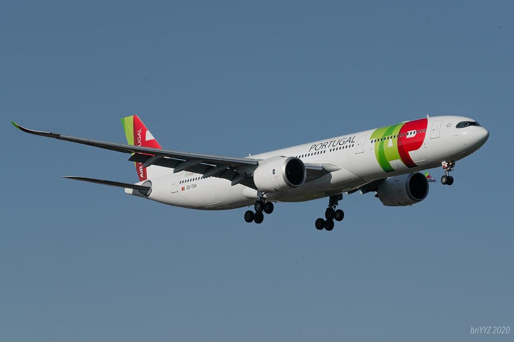 Airbus A330-900neo da TAP Air Portugal em voo, o avião da rota Lisboa–Orlando